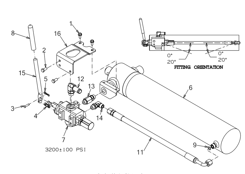Cylinder Diagram and Parts List for LS25 (24BF552B710)(2020) Cub Cadet Log Splitter